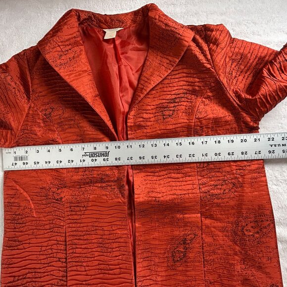 Christopher & Banks Womens Paisley Print Textured Silk Jacket Medium Red Black - Picture 8 of 10